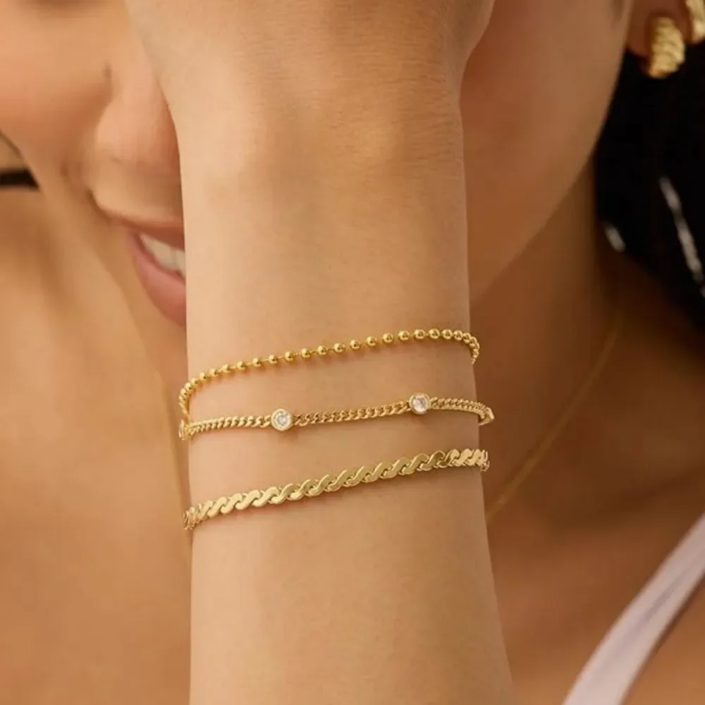 NEW 14K Gold Plated Elegant Gold Bracelet Set for Women